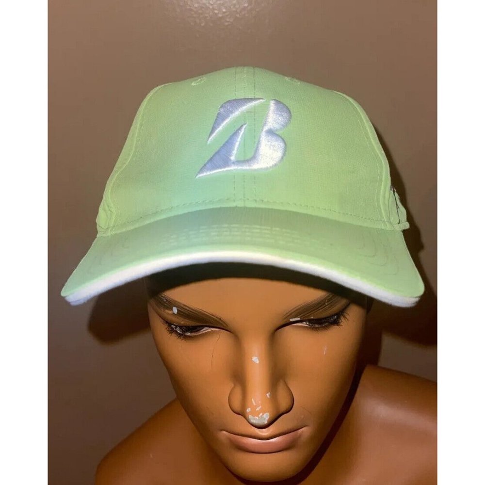 Bridgestone Golf Green White B330 Logo Embroidered Baseball Hat Cap Adjustable